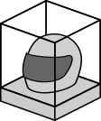 Disegno della teca contenente il casco.